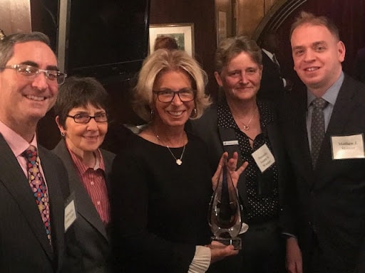 Association President Justice Curtis Farber, Commission Co-Chair Justice Marcy Kahn, Chief Judge Janet DiFiore, Commission Co-Chair Justice Joanne Winslow, and Commission Executive Director Matthew Skinner